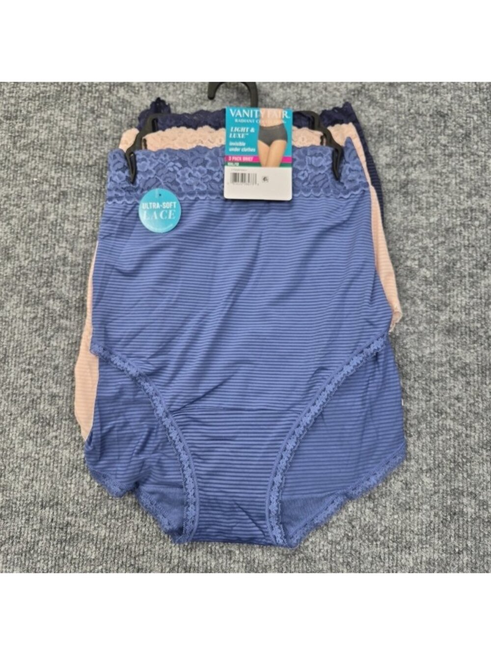 Vanity Fair Panties 3‎ Pack Lace Radiant Light Luxe High Cut Briefs 5XL/12
